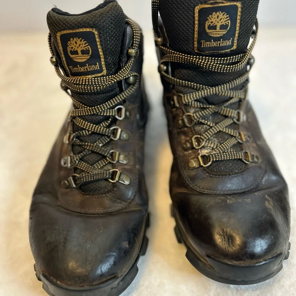 Timberland Brown Waterproof hiking boots leather lace up outdoor trail boots Men